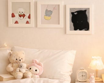 Original Artwork Reproduction by PiGe, Fine Art Giclée Print, Cute Animal Illustration, Kawaii Wall Decor, Gift for Art Lovers