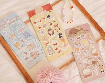 Cute Animal Sticker Set, Kawaii Planner Stickers, Pastel Scrapbook Stickers, Journal Decoration, Bullet Journal Supplies, Gift for Kids