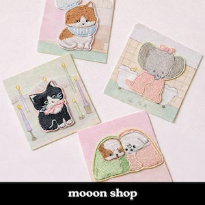 Licensed Embroidered Animal Patch Set, Cute Kawaii Iron-on Patch, Elephant Cat Dog Fabric Applique, Choose Your Style