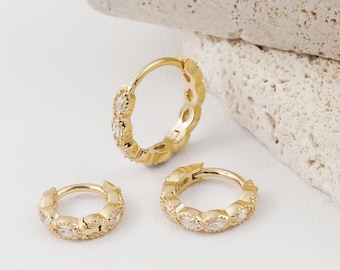 Marquise CZ eternity ring -  huggie hoop - Rook - cartilage - helix - lobe earring