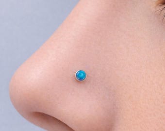 Opal Sterling Silver Nose Stud: 20 Gauge (1pc)