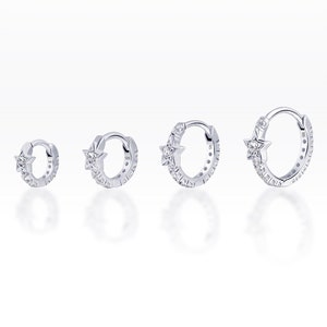 Anello dell'eternità Star CZ (argento) / Cerchio Huggie / Orecchino Rook / Orecchino Cartilagine / Orecchino Helix / Orecchino Cerchio / Orecchino Lobo (1 pz)