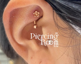 Cherry blossom flower Rook piercing/Snug piercing/Eyebrow piercing/Curved barbell/Ear piercing