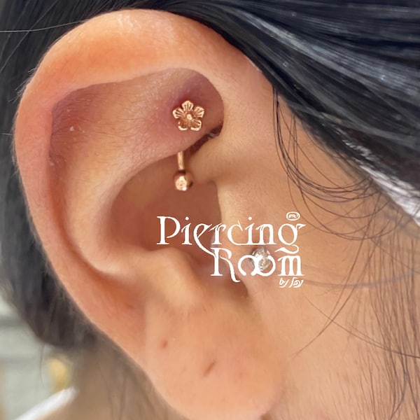Cherry blossom flower Rook piercing/Snug piercing/Eyebrow piercing/Curved barbell/Ear piercing