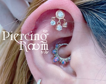 Dream Catcher screw flat back VERTICAL HELIX/ cartilage Earring/ Helix Stud / Vertical Stud / Vertical piercing