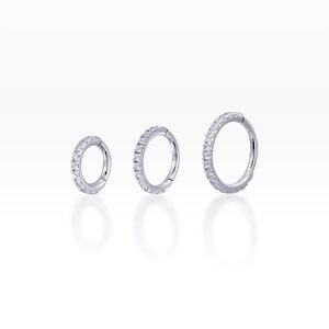 Slim Front Facing CZ Clicker Hoop Earring, Orbital Piercing, Cartilage Earring, Lobe Piercing, Hoop Earring, Helix hoop, Dainty Hoop (1pc)