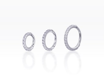 Front facing slim CZ Clicker (Silver) Earring: Cartilage, Lobe, Helix (1pc)
