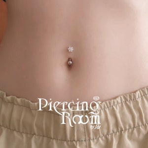 Gems flower  Reverse  Belly Ring, Navel Ring, Belly Button Ring/ Belly Button Piercing/ Dainty Navel Ring (1pc)