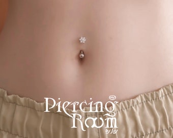 Gems flower  Reverse  Belly Ring, Navel Ring, Belly Button Ring