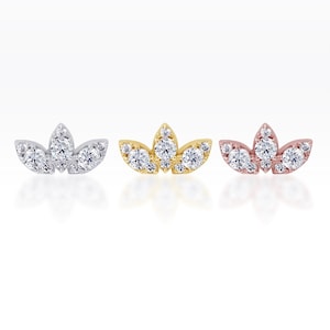 CZ Marquise (S) screw flat back cartilage stud,helix earring, tragus earring, Tragus piercing, conch earring (1pc)