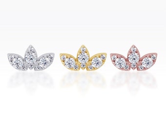 CZ Marquise (S) screw flat back cartilage stud,helix earring, tragus earring, Tragus piercing, conch earring