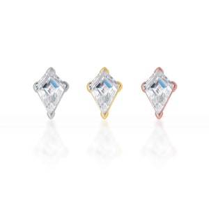 KITE CZ Internal threaded Screw Flat Back Tragus Earring, Helix Earring, Cartilage Earring, Conch earring, Lobe piercing (1pc)