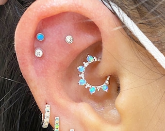 Opal Clicker hoop Daith earring, Daith Piercingm, Cartilage Piercing, Cartilage Earring, Septum Ring, Helix Earring