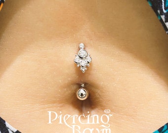 Cluster CZ diamond  Reverse  belly ring,navel ring, belly button ring