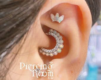 CLICKER EARRINGS, OPAL Hoop Earrings, Lobe Earrings, Unique Opal Gemstone Cartilage Helix Daith Clicker Ring Philtrum Jewelry