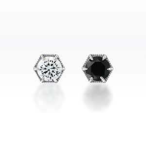 Hexagon Screw Flat Back, Tragus earring, Dainty earring, Tiny earring, Cartilage earring, Tragus piercing, CZ stud, Helix piercing (1pc)