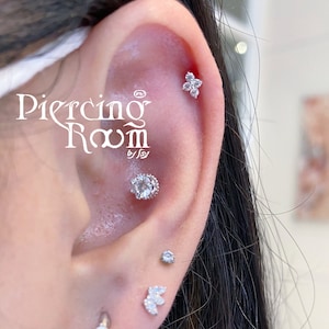 CZ Crown Stud: Sterling Silver Tragus, Cartilage, Helix Piercing (1pc)