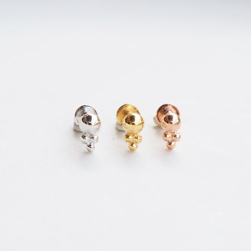 Two Ball SCREW Flat Back Tragus Piercing Cartilage Earring Etsy