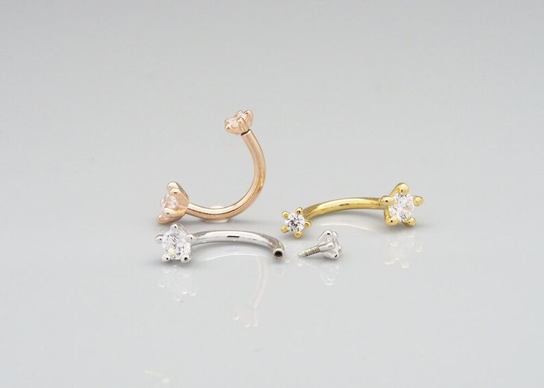 Double Gems Curved Barbell/lobe Piercing/cartilage Etsy