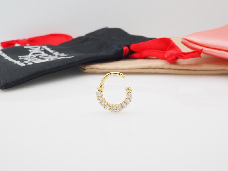 Eternity CZ diamond CLICKER hoop Daith earring Cartilage Septum ring Nose ring