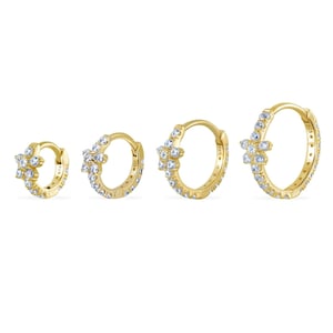 CZ Flower eternity ring /huggie hoop/Rook Earring/Cartilage Earring/ Helix Earring/Helix Hoop/Lobe earring (1pc)