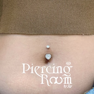 Halo Heart CZ diamond STERLING SILVER belly ring,navel ring, belly button ring (1pc)