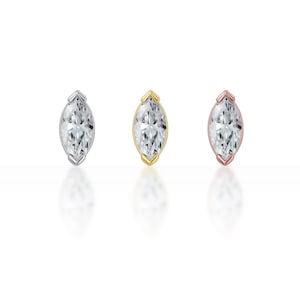 Single Marquise CZ SCREW flat back Tragus/lip/medusa/cartilage/helix/Monroe piercing (1pc)