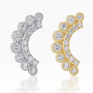 CZ Double Crown curve Conch Piercing: Sterling Silver Helix Earring (1pc) image 2