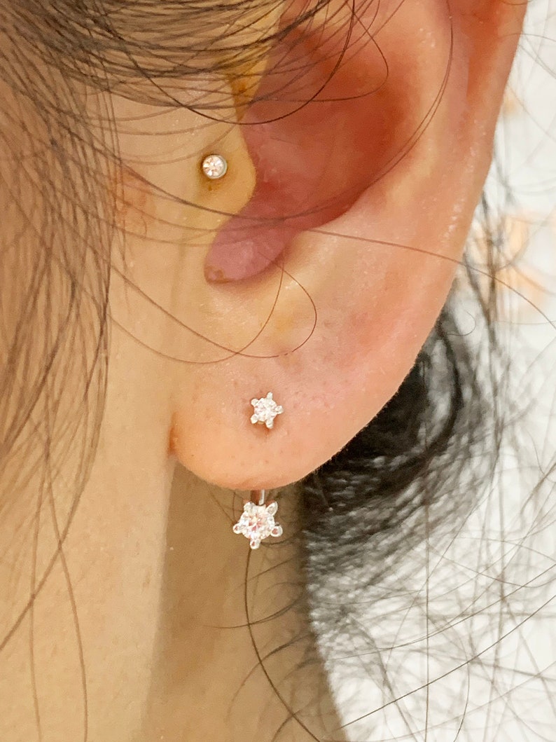 Double Gems Curved Barbell/Lobe Piercing/Cartilage Etsy