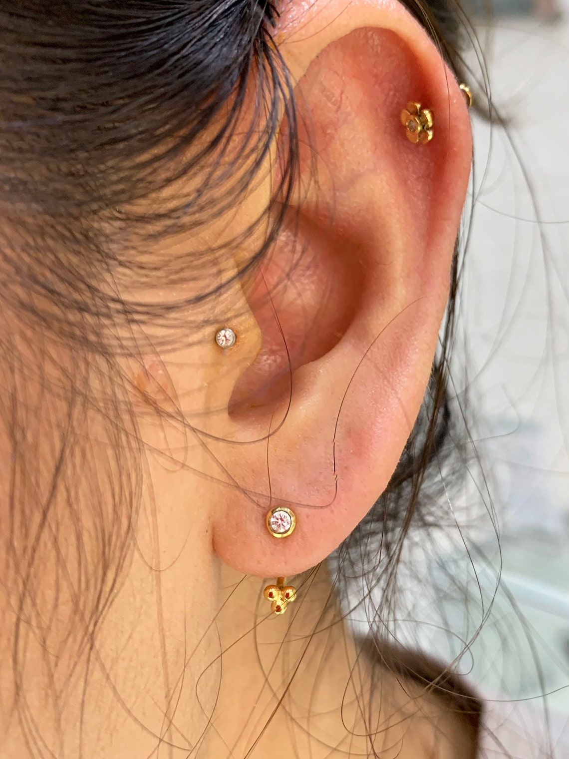 Single Gems Trinity Ball Curved barbell/Ear piercing/Lobe Etsy