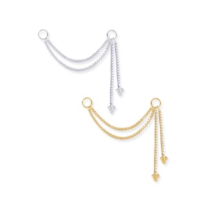 Sterling Silver Trinity Ball Dangle Chain Earring: Conch, Orbital, Nose Piercing