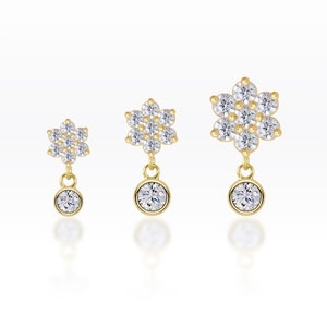 Pendentif fleur en argent sterling à VIS, piercing tragus/cartilage/hélice/conque/lobe à VIS (1 pièce)