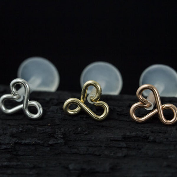 Infinity Heart push in 16gauge bio flexible Tragus / Helix / Cartilage