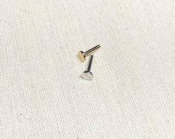 Sterling Silver Flat Back Screw: Cartilage Piercing (6/8mm, 1pc)