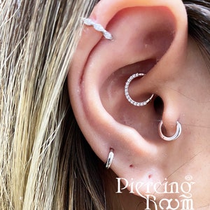 CZ Thin Clicker Hoop Earring, Daith Piercing, Cartilage Earring,Hoop Earring, Helix hoop, Dainty Hoop, Minimal Hoop (1pc)