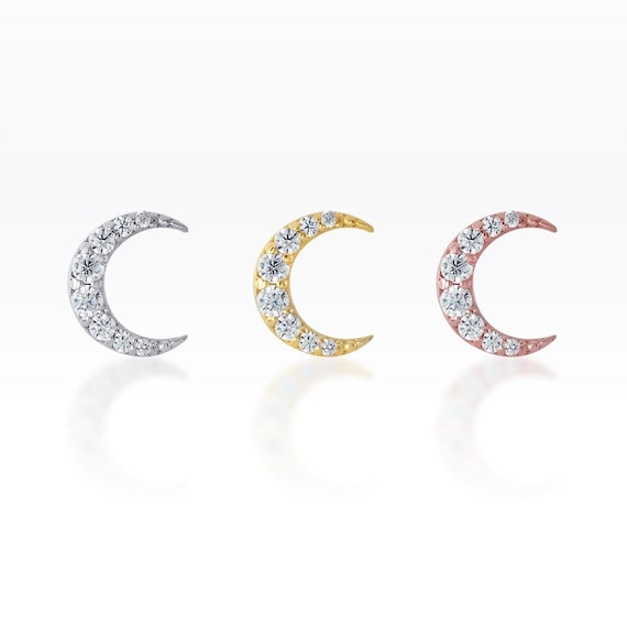 Crescent Moon Screw Flat Back Half Moon Stud Earrings Medusa Piercing Jewelry Moon Tragus Earring Moon Cartilage Earring Half Moon Etsy Canada