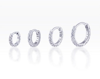 CZ diamond huggie ring -  huggie hoop - Rook - cartilage - helix - lobe earring
