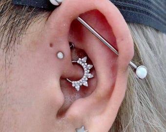 Teardrop CZ Diamond Daith Clicker: Sterling Silver Helix Earring (1pc)