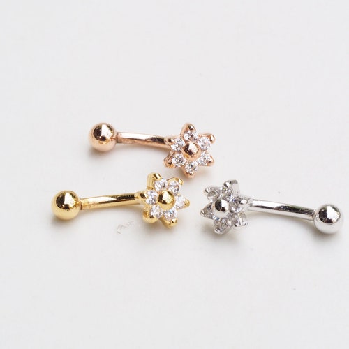 CZ Gems Button Flower Rook Piercing/snug Piercing/eyebrow - Etsy