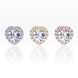 Halo Heart CZ diamond Screw flat back medusa piercing/cartilage piercing/helix piercing/conch piercing/lobe piercing (1pc)