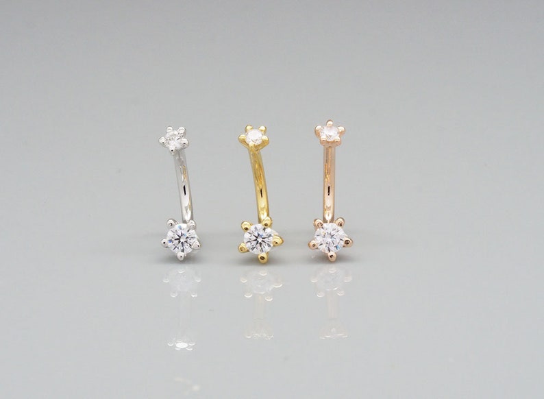 Double Gems Curved Barbell/Lobe Piercing/Cartilage Etsy