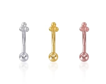 Trinity ball Rook piercing/Snug piercing/Eyebrow piercing/Curved barbell/Ear piercing (1pc)