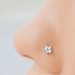 Cherry Blossom flower Sterling Silver Nose Stud, Nose Ring, Silver Nose Stud, Sterling Nose Stud, Tiny Nose Ring (1pc)