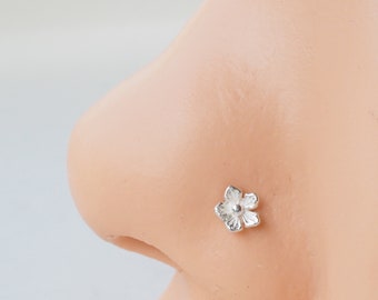 Cherry Blossom flower Sterling Silver Nose Stud, Nose Ring, Silver Nose Stud, Sterling Nose Stud, Tiny Nose Ring