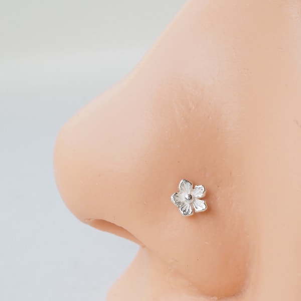 Kirschblüte Sterling Silber Nasenstecker: 20 Gauge Blumen-Nasenring (1 Stück)