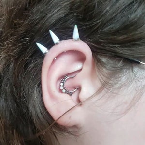 Spike Opal Stud, Silver Helix Stud, Cartilage Stud, Vertical Helix piercing, Opal Earrings, Sterling Studs, Lobe stud  (1pc)