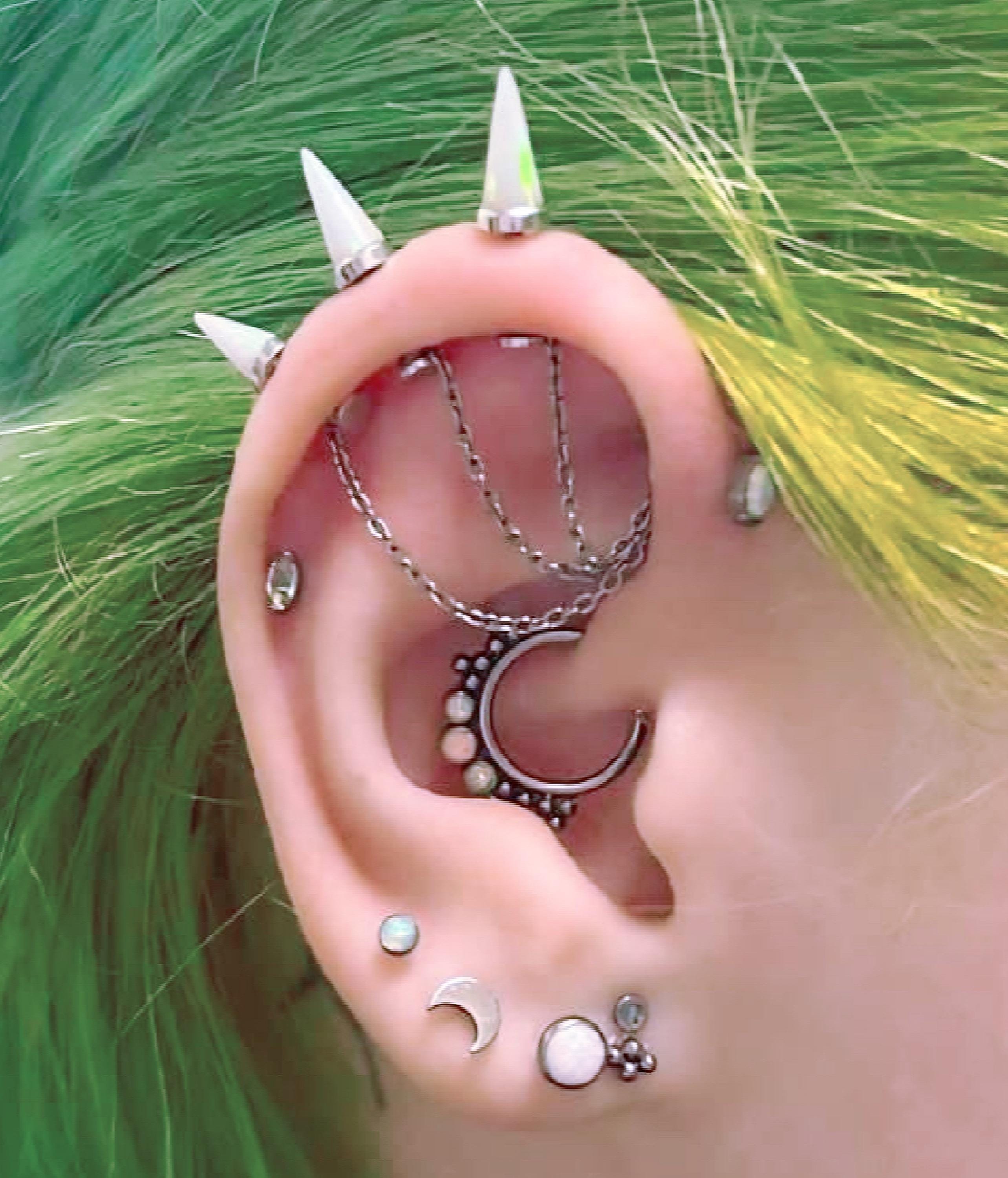 Sterling Silver Spike Opal Stud: Helix Cartilage Piercing (1pc) - Etsy