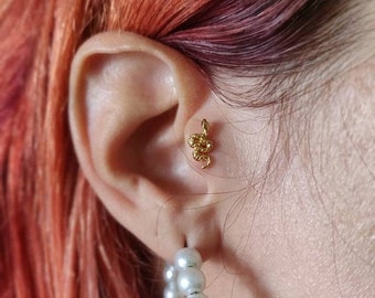 Dainty Snake Stud Earring: Sterling Silver, CZ Diamond, Flat Back (1pc)