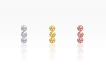 Three Ball SCREW Flat Back Tragus Piercing, Cartilage Earring, Helix Earring, Monroe Piercing, Forward Helix piercing