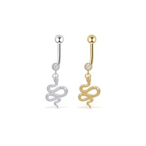 Snake Dangle Belly Ring/ Snake Navel Ring/ Snake Belly Button Ring/ Belly Button Piercing/ Dainty Navel Ring (1pc)